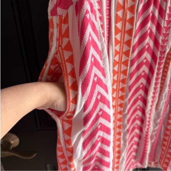 V-Neck Mini Swing Dress | Old Navy| Pink Orange Geometric Pattern Women’s Sz M - Picture 5 of 5